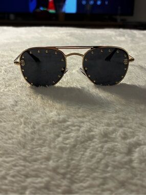 Brand New!! Gold Metal Frame Sunglasses with Black Lenses